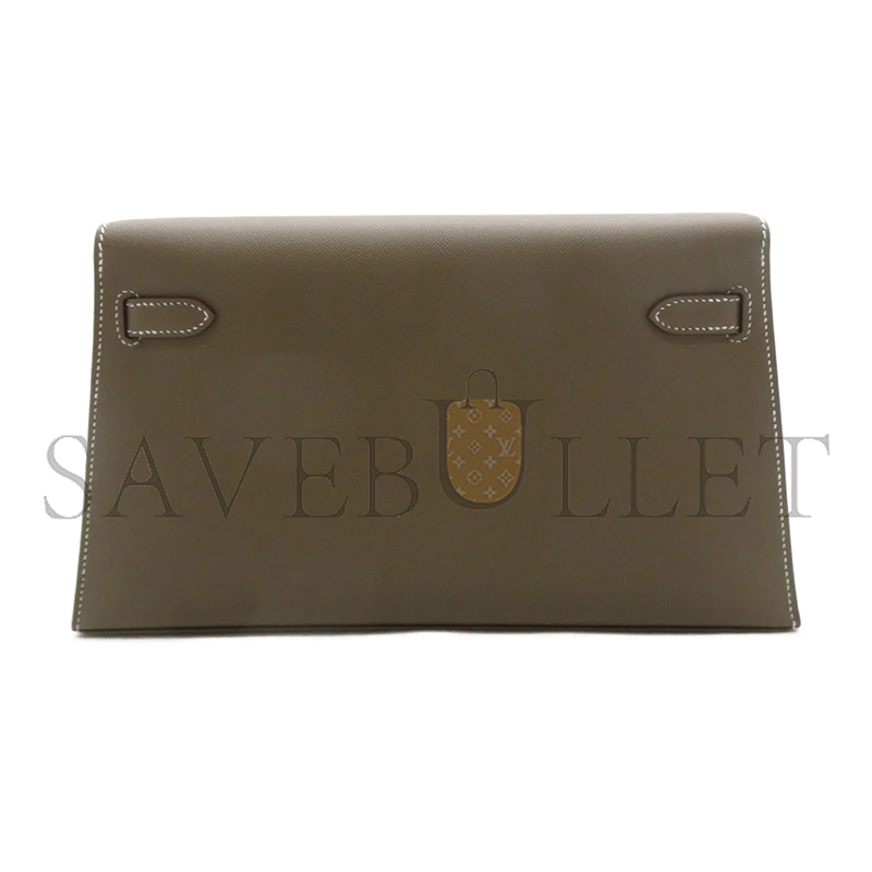 H**mes master madame calf leather kelly elan etoupe elephant grey gold buckle (27.5*15*5cm)
